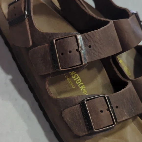 NWOT  UNISEX BIRKENSTOCK MILANO HABANA OILED LEATHER SANDAL - Picture 7 of 16